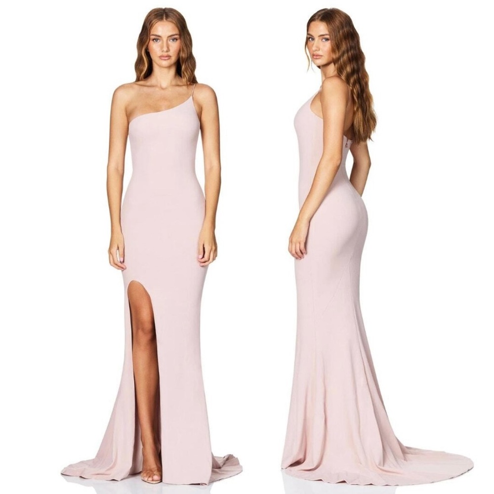 NEW Nookie $350 Pink One-Shoulder Slit Gown size S
